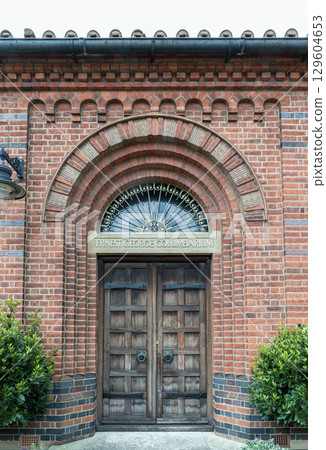 The Ernest George Columbarium, located within the Golders Green Crematorium complex in North London, is a notable structure built in a Lombardic Romanesque Revival style. 129604653