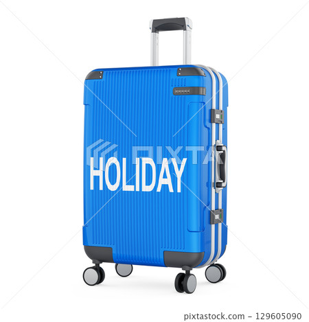 Holiday concept with travel suitcase. 3D rendering 129605090