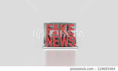 The Red Fake News on Laptop  image 3d Rendering. 129605464