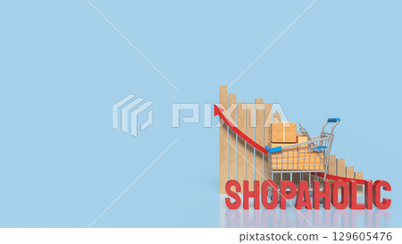 The Shopping Cart and Box for shopaholic concept 3d Rendering. The Shopping Cart and Box for shopaholic concept 3d Rendering. 129605476