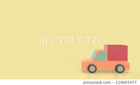 The Van truck and card board box for shipping or delivery concept 3d rendering. The Van truck and card board box for shipping or delivery concept 3d rendering. 129605477