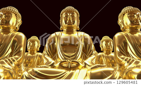 The Gold Buddha culture for Religion concept 3d Rendering. 129605481