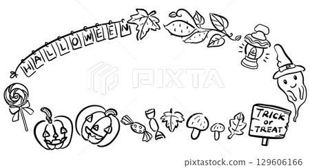 Cute Halloween frame illustration 129606166