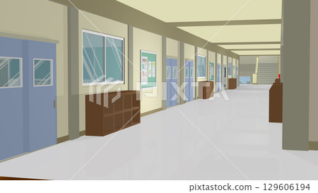 非常適合學校走廊和樓梯動畫的插圖（提供影片） 129606194