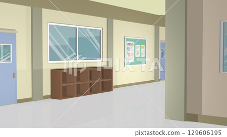 非常適合學校走廊和樓梯動畫的插圖（提供影片） 129606195