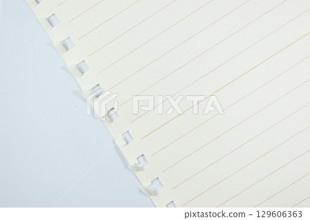 line paper texture isolated on white background,  blank sheet notebook 129606363