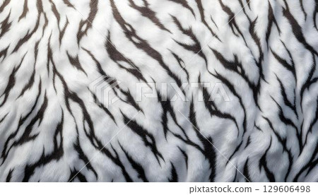 A seamless black and white pattern of tiger fur, reflecting the graceful stripes and textures typical of a white tiger 129606498