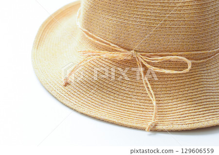 brown hat isolated on white background, vintage cloth style 129606559