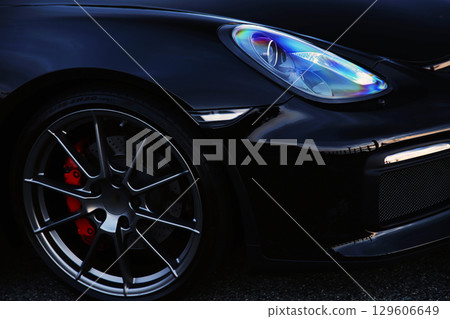 Black sports car headlights 129606649