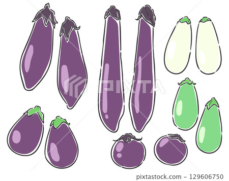 Various eggplant illustrations vector Various eggplant illustrations vector 129606750