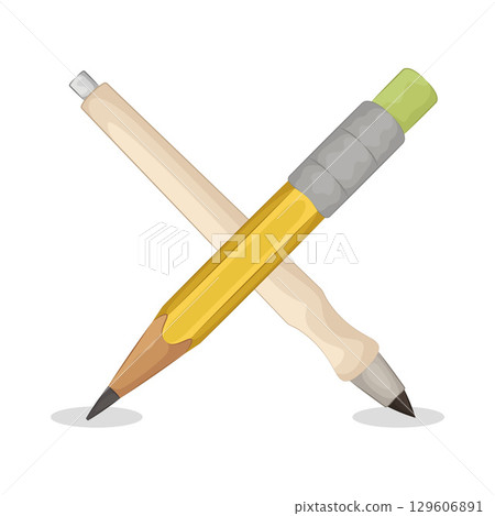 Illustration of Crossed Pencil  129606891