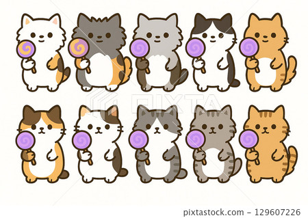 TUNA色彩百變系列-可愛貓咪捧糖果插畫集 TUNA色彩百變系列-可愛貓咪捧糖果插畫集 129607226