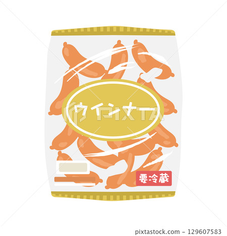 袋裝香腸超市插畫 袋裝香腸超市插畫 129607583