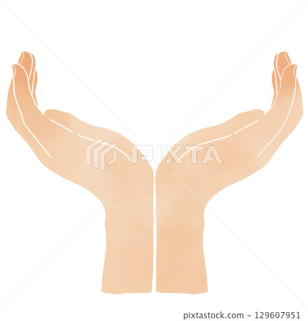 Illustration of two hands gently embracing each other 129607951