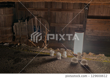 Winter fireworks at Kayabuki Village in Miyama Town, Nantan City, Kyoto Prefecture 129608612