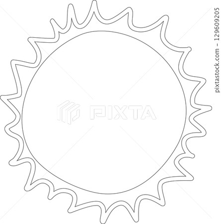Hand drawn summer sun icon, sunshine Hand drawn summer sun icon, sunshine 129609205