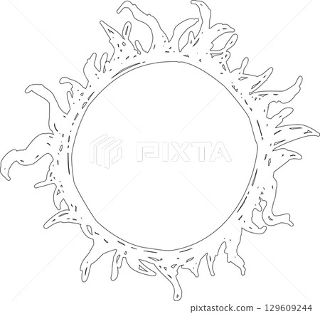 Hand drawn summer sun icon, sunshine Hand drawn summer sun icon, sunshine 129609244