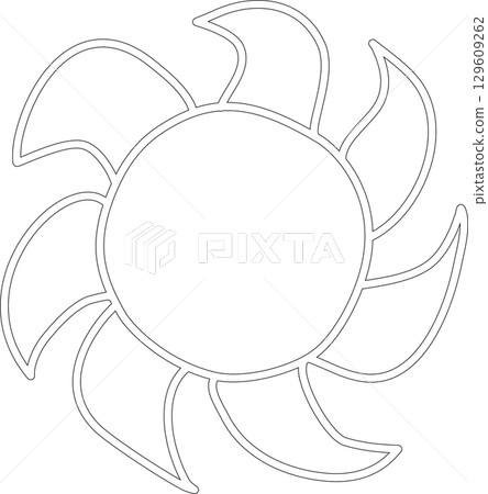 Hand drawn summer sun icon, sunshine Hand drawn summer sun icon, sunshine 129609262