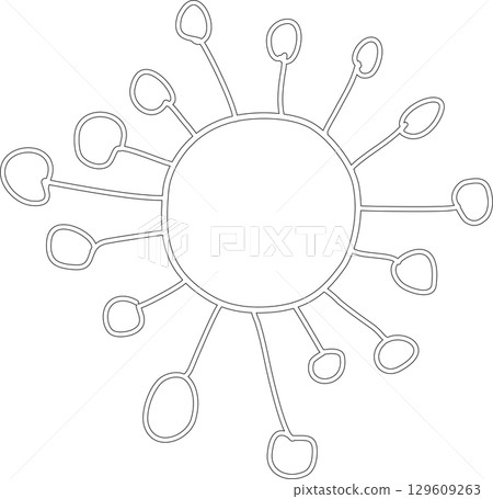 Hand drawn summer sun icon, sunshine Hand drawn summer sun icon, sunshine 129609263