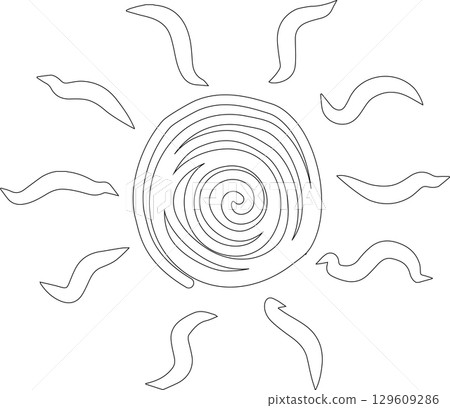 Hand drawn summer sun icon, sunshine 129609286