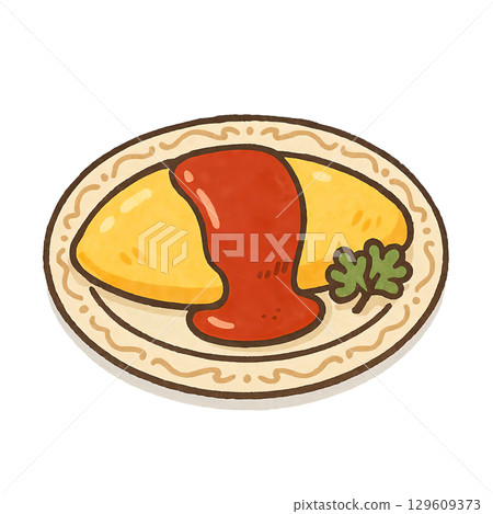 可愛的煎蛋飯插圖 129609373