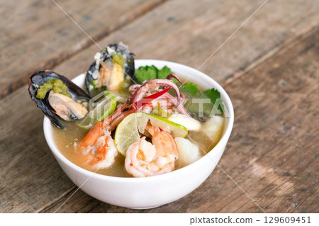 Tom Yum with mixed seafood, Thai Food 129609451