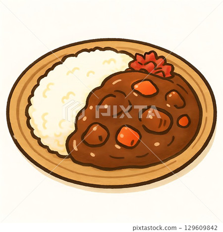 咖哩飯的溫暖插畫 129609842