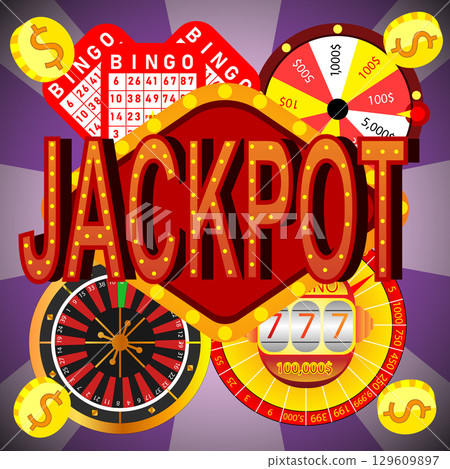 Vector Set of Casino Elements Roulette, Bingo, Spin Wheel, Chips, and Coins Vector Set of Casino Elements Roulette, Bingo, Spin Wheel, Chips, and Coins 129609897