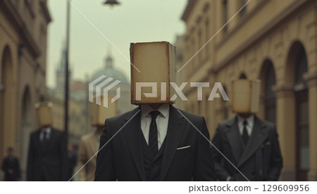 Men with Books as Heads 129609956