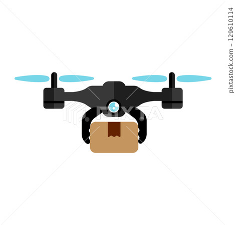 Drone vector icon illustration (cargo transportation/automatic delivery) 129610114