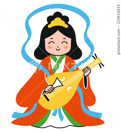 Simple illustration of Benzaiten (colorful) 129610831