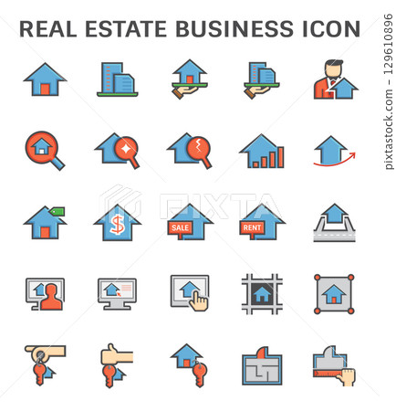 Real estate business icon set design. 129610896