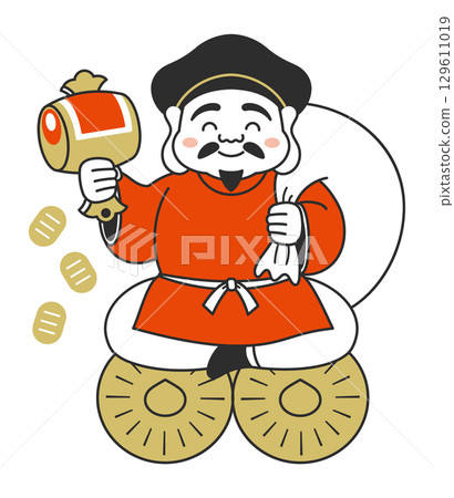 Simple illustration of Daikokuten Simple illustration of Daikokuten 129611019