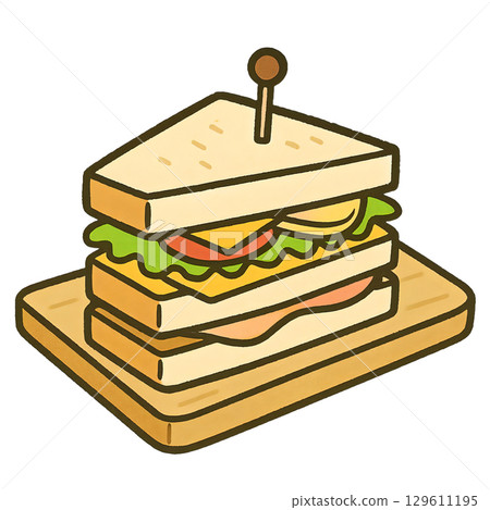 可愛的卡通俱樂部三明治剪影圖標 129611195