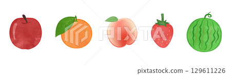Cute fruit illustration set 01 129611226