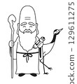 Simple Fukurokuju illustration (black and white) 129611275