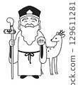 Simple illustration of Jurojin (black and white) 129611281