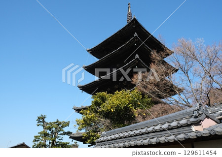 冬日晴朗的八坂塔 129611454