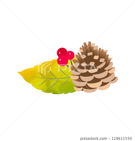 Watercolor autumn pine cone illustration 02 Watercolor autumn pine cone illustration 02 129611550