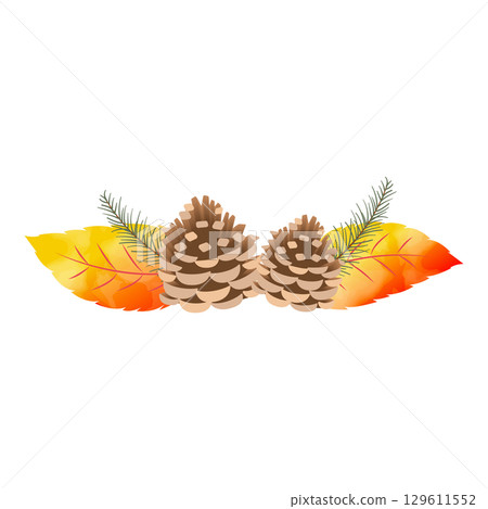 Watercolor style autumn pine cone illustration 04 129611552