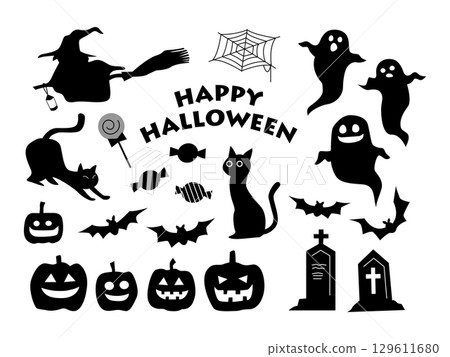 簡單可愛的萬聖節插畫集 129611680