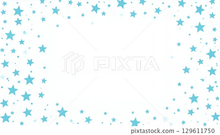Minimalistic blue star border on white background Minimalistic blue star border on white background 129611750