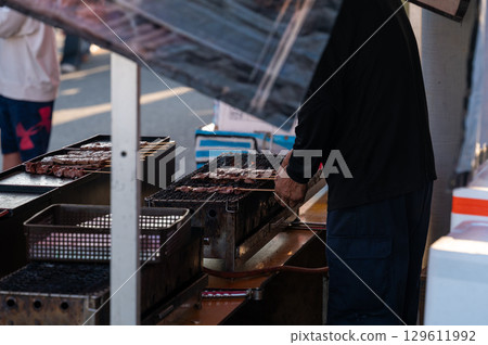 Grilled skewers, food stalls, festivals Grilled skewers, food stalls, festivals 129611992