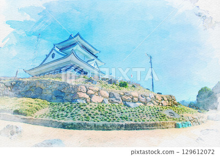 Watercolor painting of Komakiyama Castle in Komaki City, Aichi Prefecture 129612072