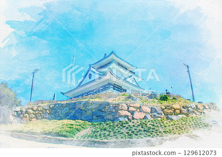 愛知縣小牧市小牧山城水彩畫 129612073