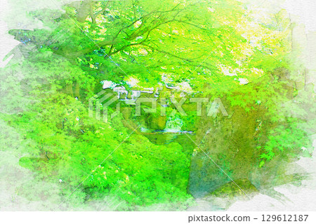 [Aichi Prefecture] Watercolor paintings of Tokugawa Garden in Higashi Ward, Nagoya City 129612187
