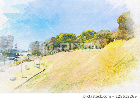 [愛知縣]小牧市小牧山市土方工程水彩畫 129612269