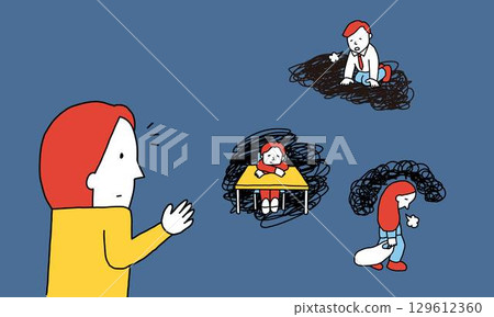 Illustration of a person noticing the distress of a colleague, family member, or team member The importance of mental health 129612360