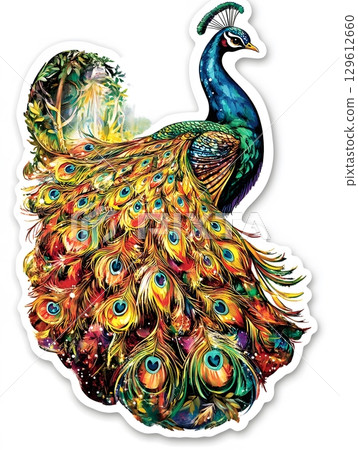 a_magical_peacock_with_glowing_feathers 129612660