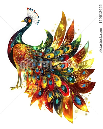 a_magical_peacock_with_glowing_feathers 129612663